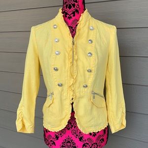 ☀️INC International Concepts SML Yellow linen jacket EUC☀️